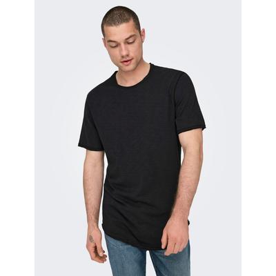 T-Shirt ONLY & SONS "ONSBENNE LONGY SS TEE NF 7822 NOOS", Herren, Gr. XXL, schwarz, Single Jersey, Obermaterial: 100% Baumwolle, unifarben, normal lang, Rundhals, Shirts T-Shirt