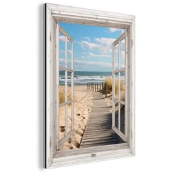 METALLBILD Fenster - Meer - Küste - Natur - Ausblick - Strand - Wattenmeer 30x40 cm