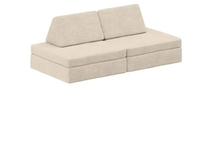 Bellabino Nile Spielsofa Mini 4-TLG., Beige, Cord, modular, ausklappbar Kindersofa aus Schaumstoff Bausteinen, klappbare Spielcouch waschbar, Kuschelecke, aus Oeko-Tex zertifizierten Materialien