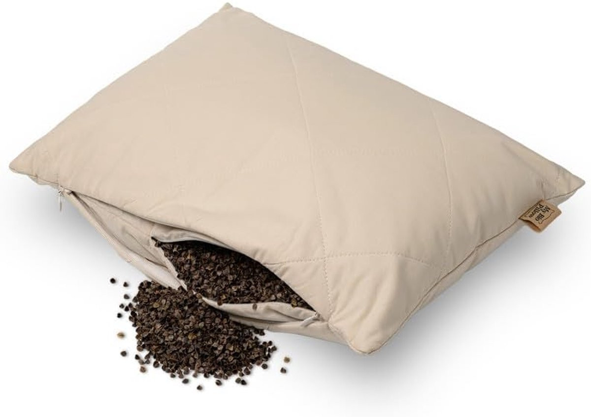 Buckwheat Kussen met Ademende Katoenen Hoes - Ergonomisch Orthopedisch Kussen - 30 x 40 cm