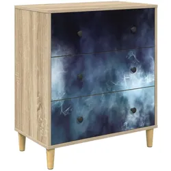 vidaXL, Kommode + Sideboard, Kommode RAALTE Blaue Marmorierung 66 x 36,5 x 75 cm Sonoma (66 x 36.50 x 75 cm)