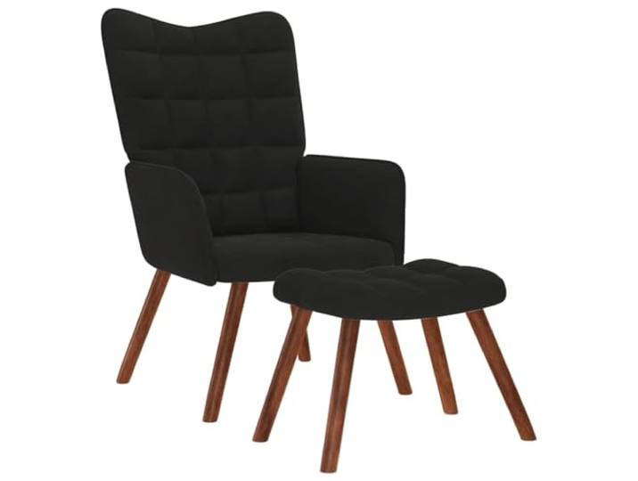 vidaXL Relaxsessel mit Hocker Schwarzer Samt