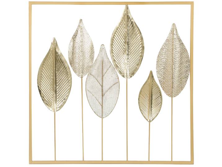 HOMCOM Décoration Murale Feuille Métal Moderne 70x70cm Doré