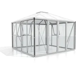 Vitavia Gewächshaus Minos inkl. 3 Seitenfenster - 10,2 m2 Alu-blank eloxiert
