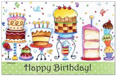 Counterart Paper Placemat, Birthday Cakes, 24-Pack