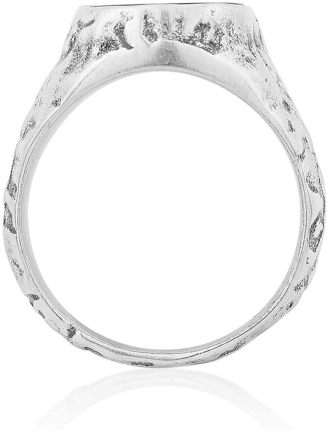 Chevalière Irokoi En Acier Blanc Et Sodalite Homme