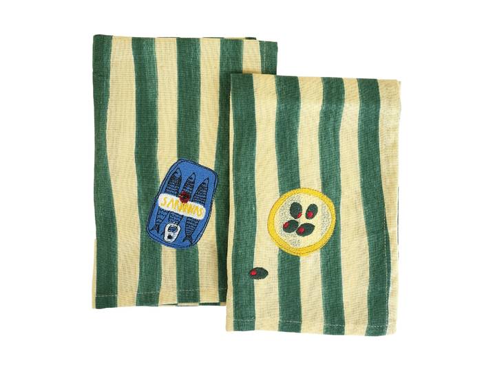 Byon Serviettes de table Sera, lot de 2 Vert, 45x45 cm