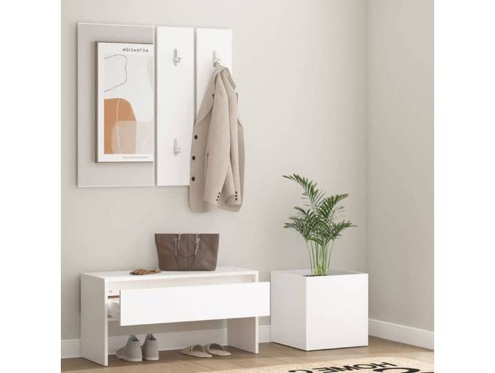 GKK Ensemble de meubles de couloir Design multifonctionnel Blanc Bois d'ingénierie @11276