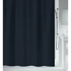Spirella Anti-Schimmel Duschvorhang - Anti-Bakteriell, waschbar, wasserdicht - Polyester, „Primo “ 240x180cm Schwarz