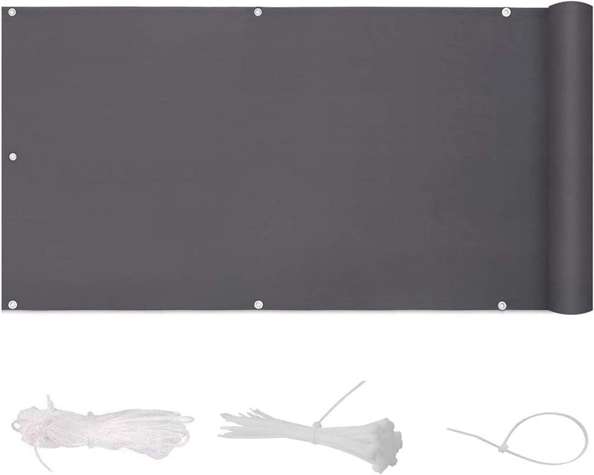 Balkonscherm Privacy Donkergrijs 1.2 x 5 m - Windscherm voor de Tuin met 95% UV-bescherming