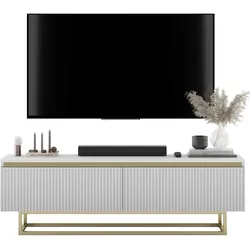TV-LOWBOARD Selene Weiß matt 140 cm mit Metallrahmen