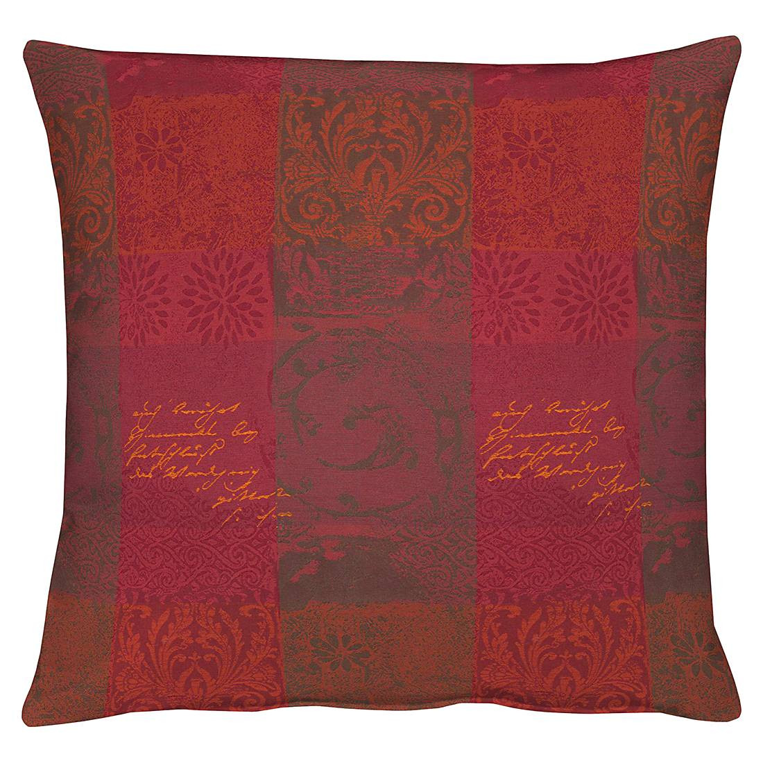 home24 Kussensloop Country Home Rood/Rood/Antracietkleurig 49 x 49 cm met Synthetische vezels