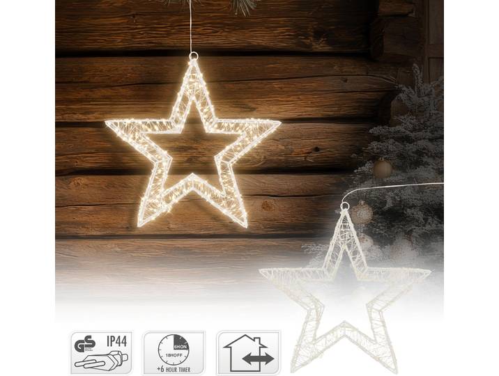 ECD Germany LED-Weihnachtsstern mit 1440 warmweißen LEDs und Timer, Innen/Außen, IP44 Wasserabweisend