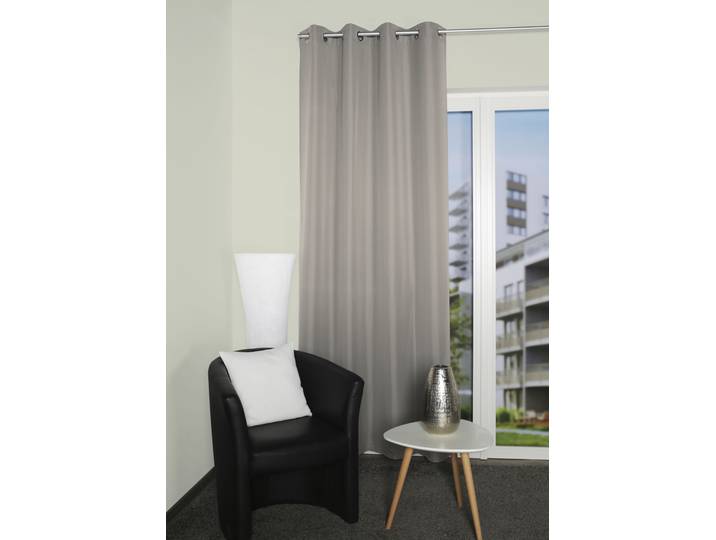 Vorhang HOME BASICS ATLANTIK Gr. 1, silber (silberfarben), B:140cm H:235cm, Polyester, Gardinen, Vorhang, Ösenschal Uni ATLANTIK
