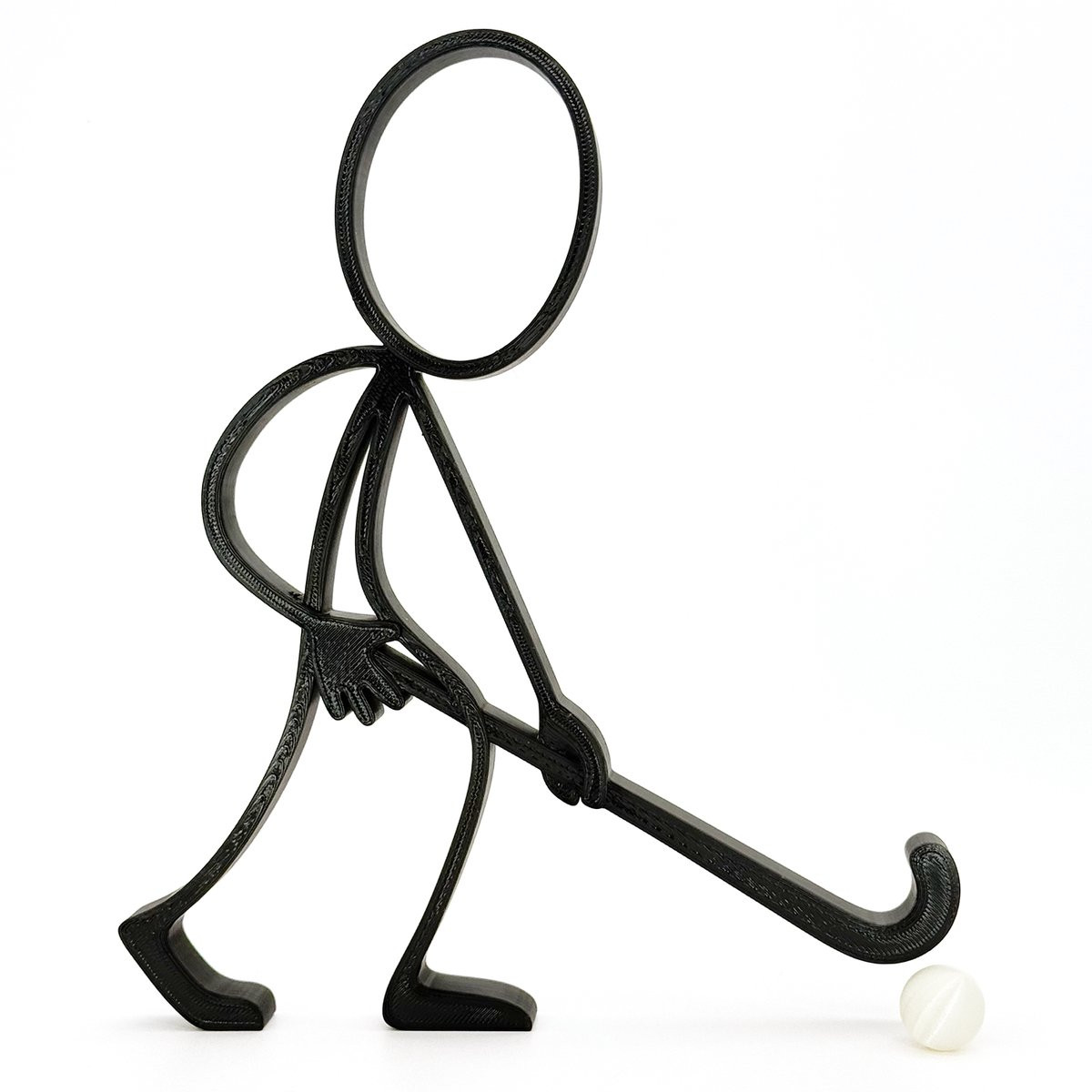 Stickyman Veldhockeyspeler - Witte parelbal - Zwart - Hoogte: 20 cm