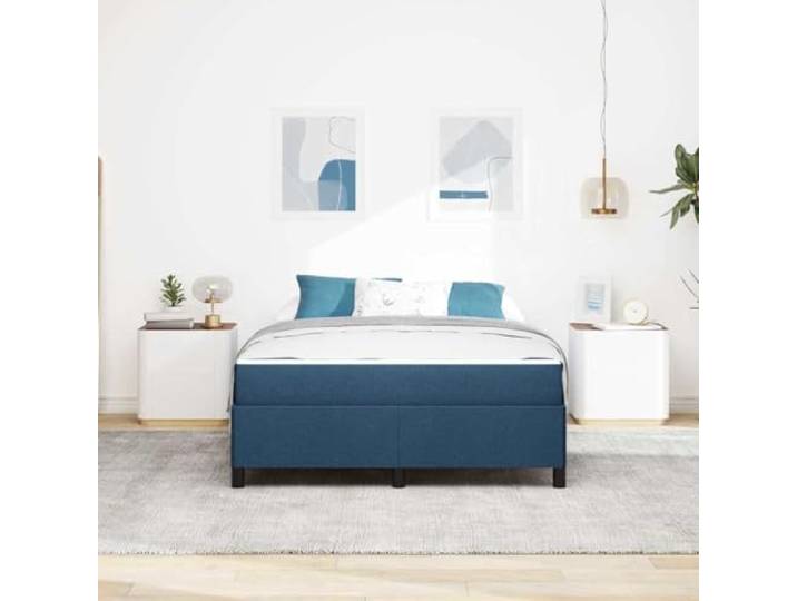 KTHLBRH Boxspringbett blau 160 x 200 cm Stoff Technisches Holz, mittlere Matratze, feste Latten, Unterstützung 280 kg