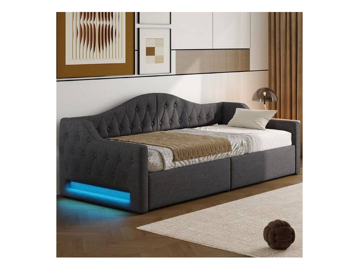 Odikalo Schlafsofa Tagesbett Schlafcouch Daybed Daybett Stauraum 90/140x200 Grau Beige