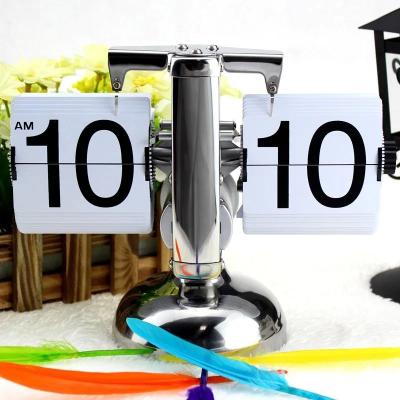 Uplift Picks Vintage Automatic Flip Clock 12 24 Hour Retro Desk Clock silver White (12h)