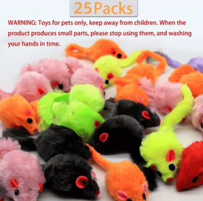 Inspire Curations TinyHunter Plush Mouse Cat Toys 25 Pack Interactive Soft Mice For Active Cats & Kittens 25pack
