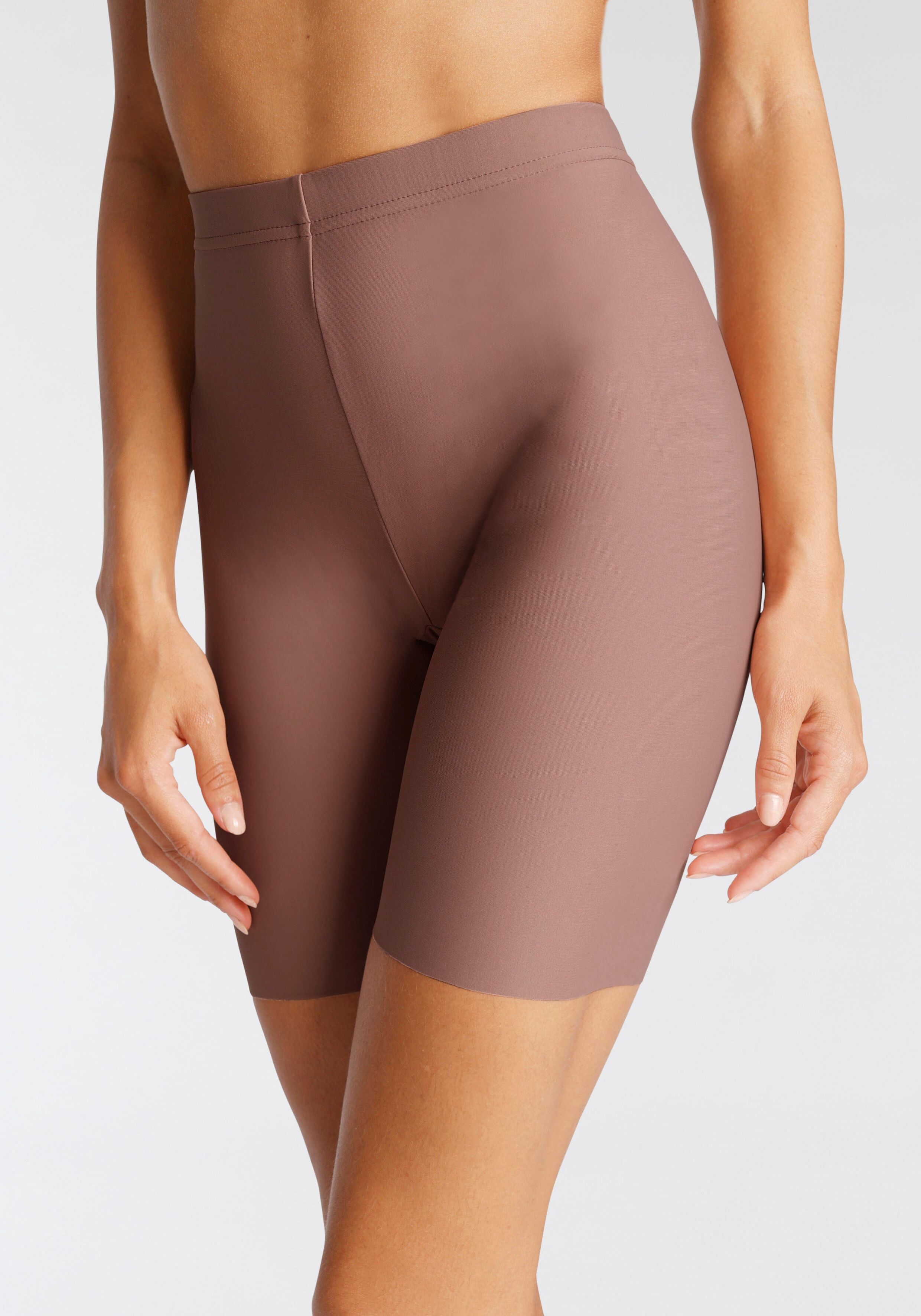 Radlerhose LASCANA "Kurze Hose unter Kleider, Röcke, Anti Scheuern, Sommer", Damen, Gr. 32/34, N-Gr, braun (bronzefarben), Netz, Obermaterial: 80% Polyamid, 20% Elasthan, unifarben, Basic, bequem ca. Mitte Oberschenkel, Hosen Radlerhose, ideal für ein sic