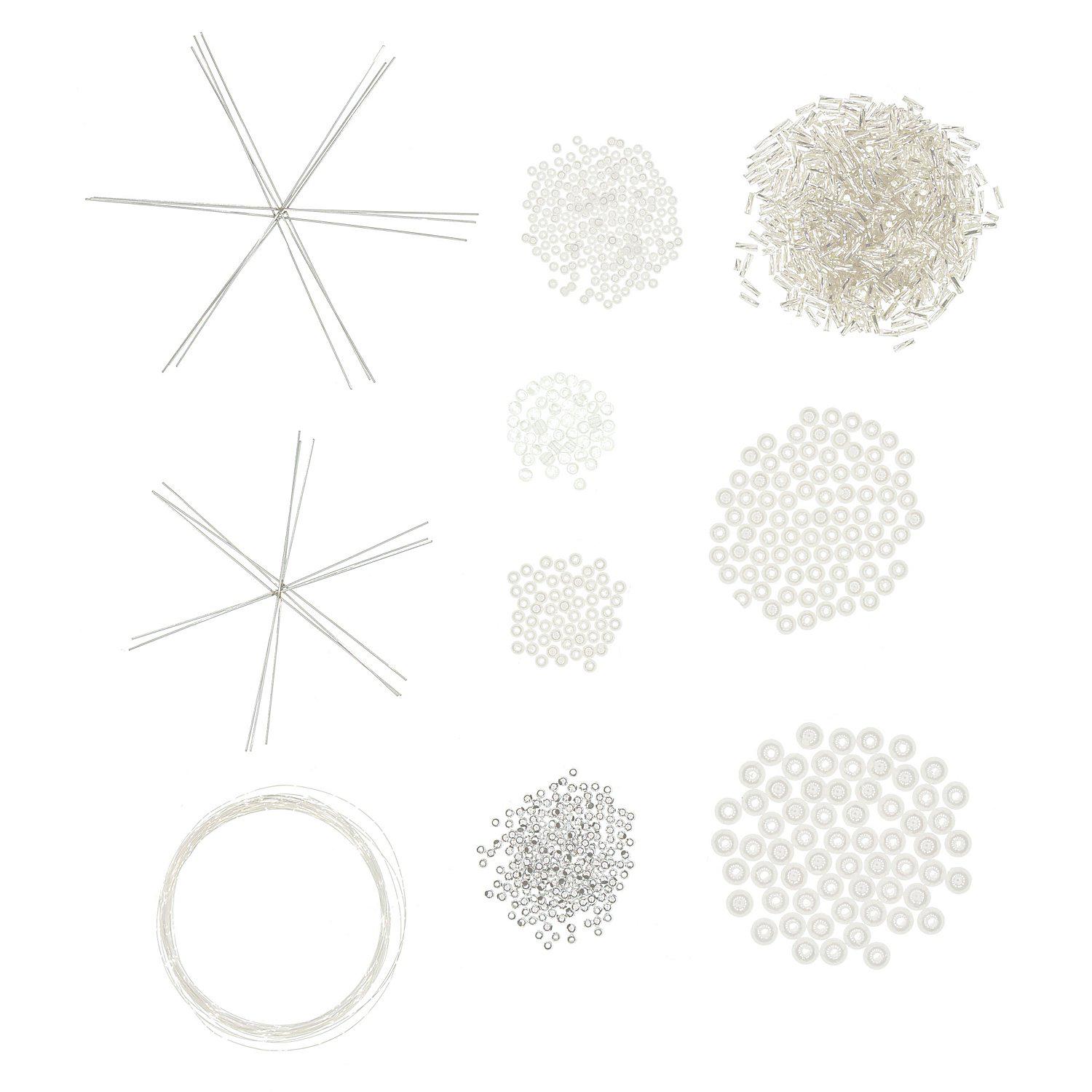 Drahtsterne-Set, silber-weiß, 6 Stück