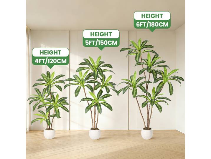 Arbre artificiel Dracaena de 120/150/180 cm, faux arbre Yucca, plante tropicale artificielle en pot, plantes artificielles d'intérieur