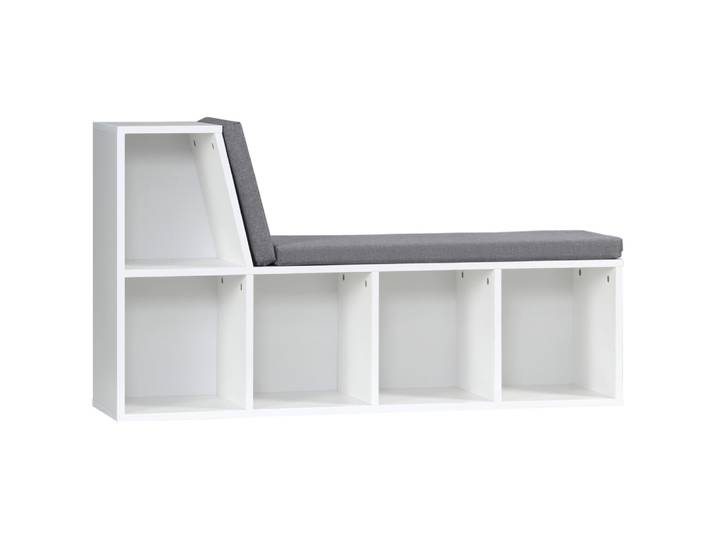 Bibliothèque banc 2 en 1 avec 5 compartiments étagère blanc gris
