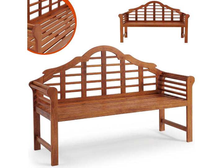 Casaria Banc de jardin Marlboro en bois eucalyptus pré-huilé 2 places balcon terrasse extérieur petit banc en bois