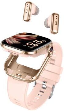 CaseAndConnect T99 Smart Watch With Earbuds Bluetooth Smartwatch IP67 Waterproof Fitness Tracker With Health Monitoring gold