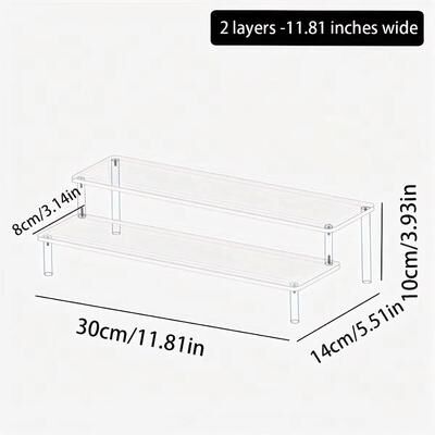 Uplift Treasures Acrylic Stepped Perfume Display Rack For Cosmetics And Decor transparent 2layers