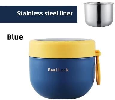 Inspired Finds 600ML Stainless Steel Lunch Bowl Microwave Safe Soup Noodle Container With Lid blue