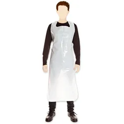 Schürze einweg geblockt ca. 60 my aus LDPE Weiß 25 Stück 170x100 cm Einwegschürze Einmalschürze