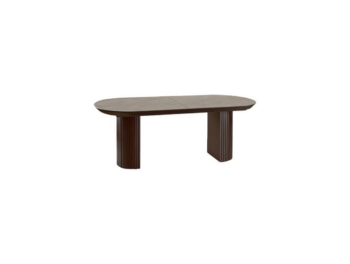 Grosser, ausziehbarer Design Esstisch „Irati“ 206-286 cm Dunkelbraun / Steinoptik Schuller