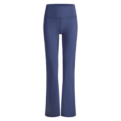 Trainingshose FABLETICS "Fabletics Hose OASIS HIGH-WAISTED KICK FLARE", Damen, Gr. L, N-Gr, blau (deep navy), Obermaterial: 82% Polyester PES. 18% Elasthan EL., uni, regular fit, Hosen Trainingshose, mit hohem Bund