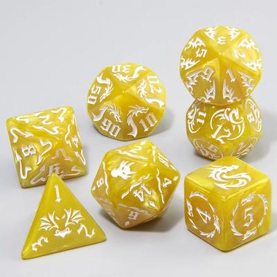 Uplift Picks Dragon Marble Polyhedral Dice Set Brings Fantasy Style To Every Roll yellow