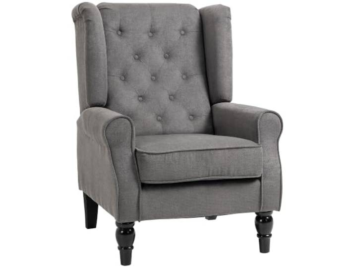 HOMCOM Sessel Ohrensessel mit Armlehnen, mit Kissen, Tufting, Dunkelgrau