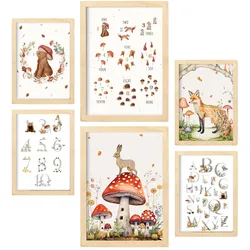 POSTER Set Mit 6 Zahlen & Buchstaben A3 & A4 Rahmen Aus Hellem Holz