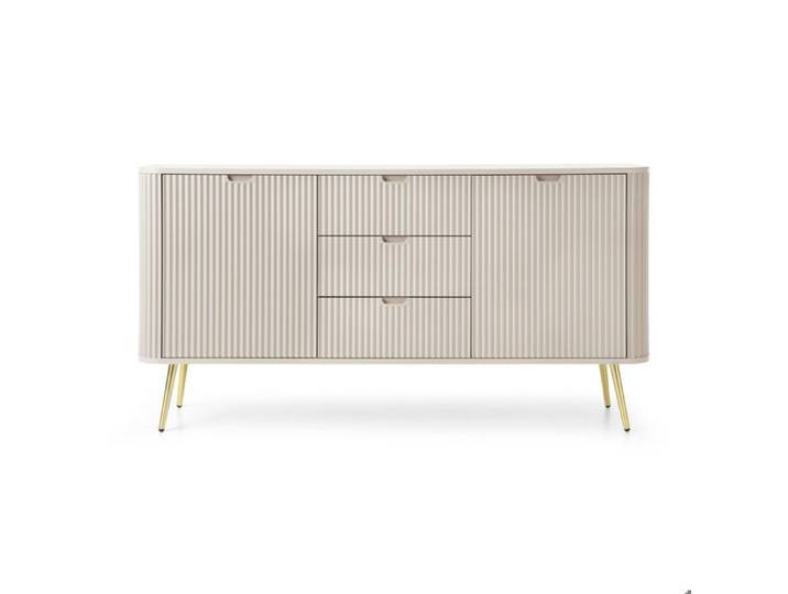 Buffet 2 portes avec trois tiroirs - ZOVA- 168 cm - grège avec pieds dorés