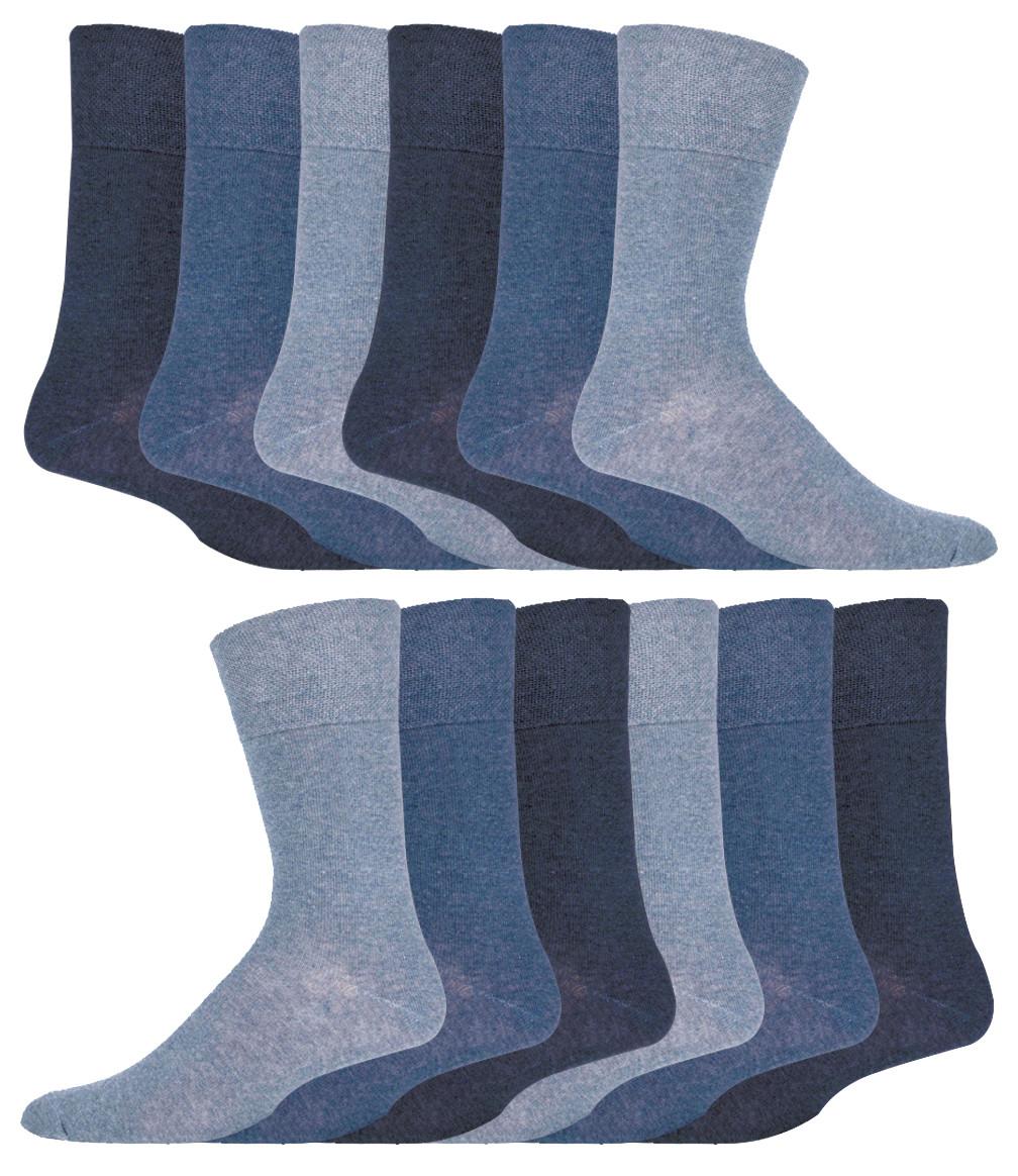 IOMI - 12 paar Gentle Grip Top Diabetische Sokken - Blauw
