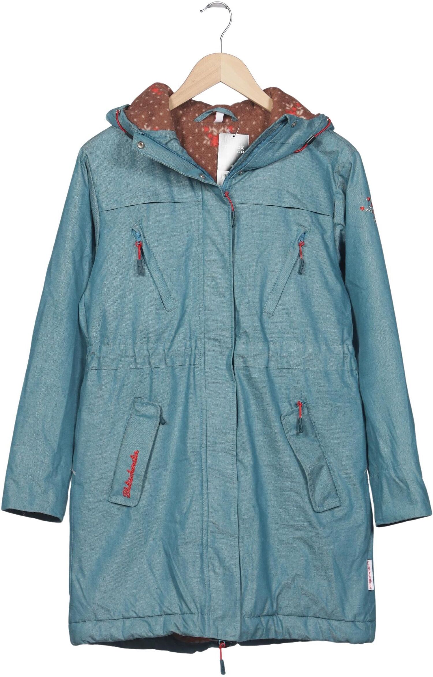Blutsgeschwister Damen Mantel, Hellblau, Gr. XS, Baumwolle / Hanf / Synthetik - Second Hand