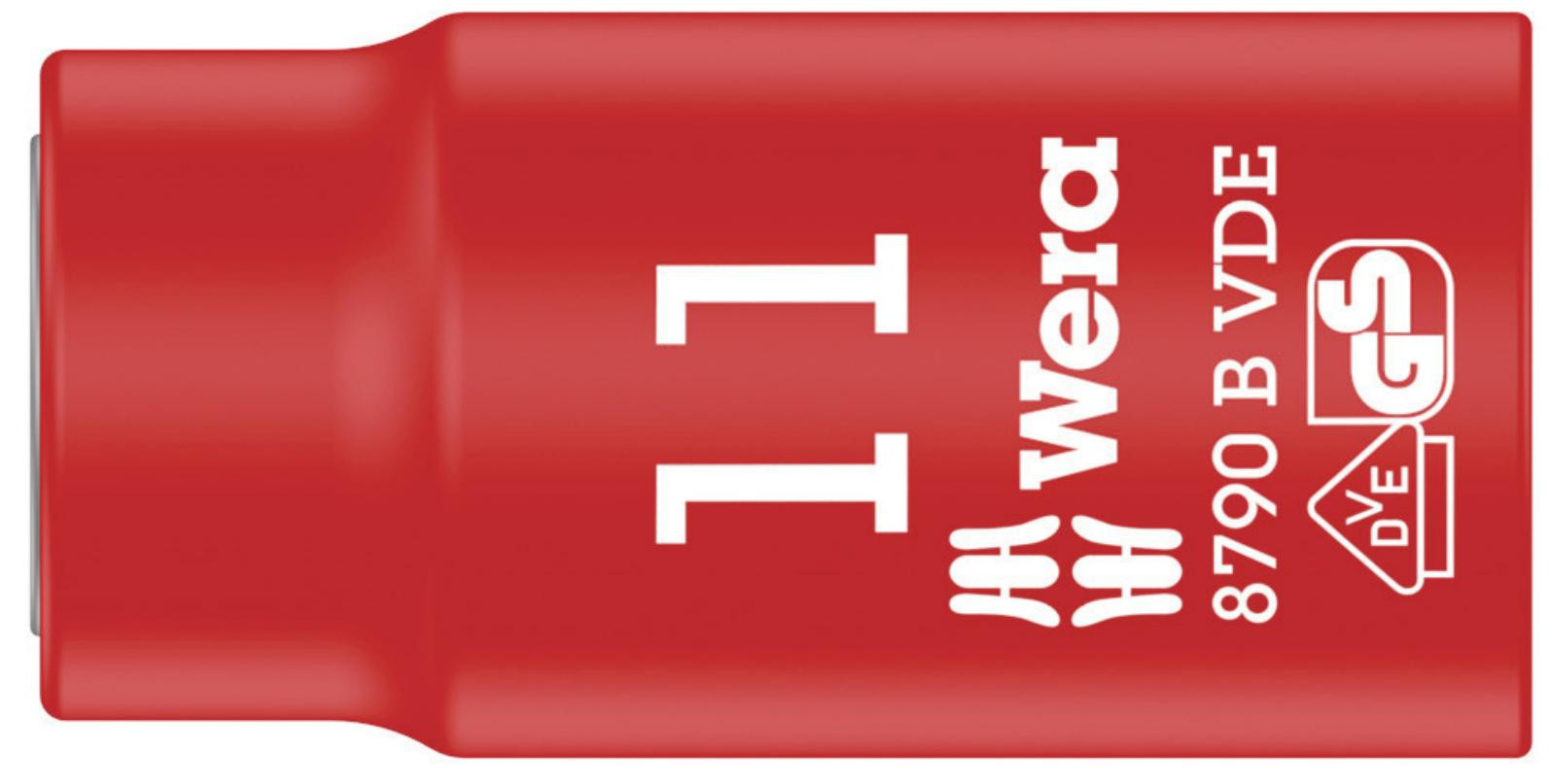 Wera Zyklop doppeninzetstuk 11 mm 3/8 inch rood/geel geïsoleerd tot 1.000 Volt