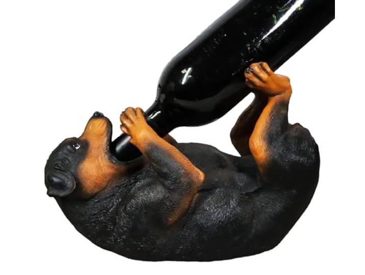 Ebros Weinflaschenhalter, lebensechte Purebreed Pedigree Canine entzückender Rottweiler Metzgerhund, Figur als Küche, Weinkeller, Tafelaufsatz, Dekoration, Aufbewahrungs-Organizer (Rottweiler)