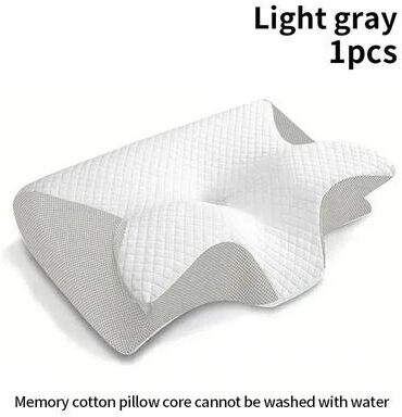 Uplift Picks Two In One Ergonomic Memory Foam Neck Pillow For Sleep And Travel gray