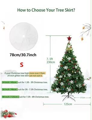 Inspired Living White Plush Christmas Tree Skirt, Soft Fluffy Tree Base Cover For Cozy Holiday Decor 30.70inch