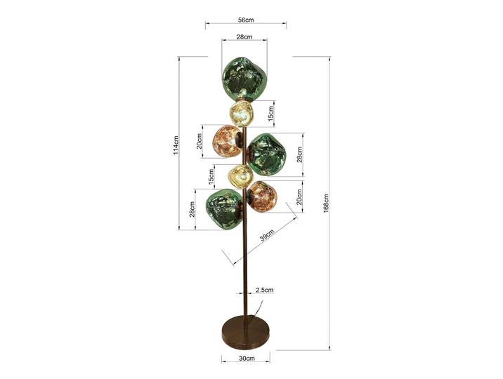 KARE Stehlampe Burbuja, Multicolour, für Wohn- / Esszimmer, Glas, Modern, Stehlampe
