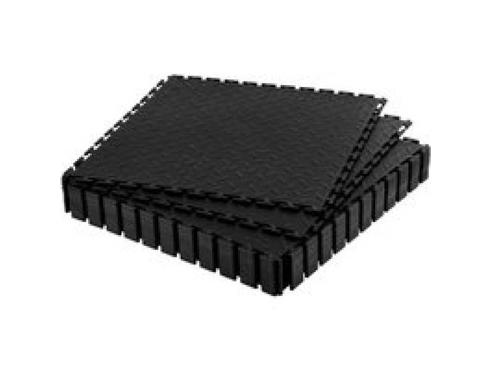 VEVOR PVC Garagenboden, 16er-Pack 513x513x5 mm, Werkstattboden, Industrieboden, Klick Verlegung, rutschfeste PVC-Matten mit Diamantplatte für Werkstatt, Lager, Werkzeugraum, Schwarz