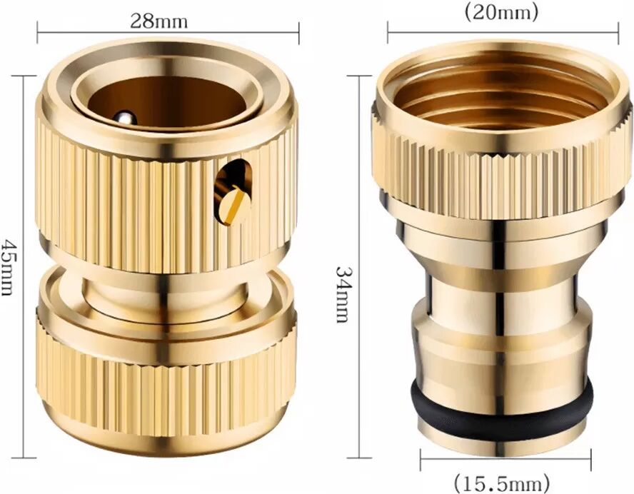 INF Wasserhahn Adapter Set 1: 4-Punkt-Wasseranschluss & 4-Punkt-Innengewinde-Anschlussstück aus Messing