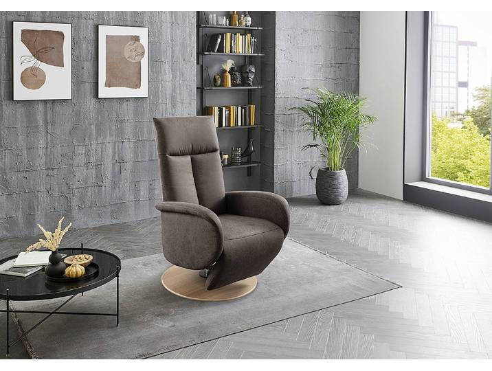 home24 Relaxfauteuil Fewel grijs microvezel Taeko 75 x 112 x 82cm