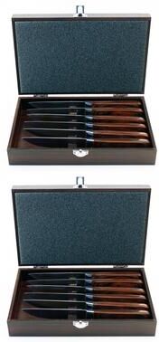 BergHOFF Pakka Wood 14pc Stainless Steel Steak Knife Set with Wood Cases