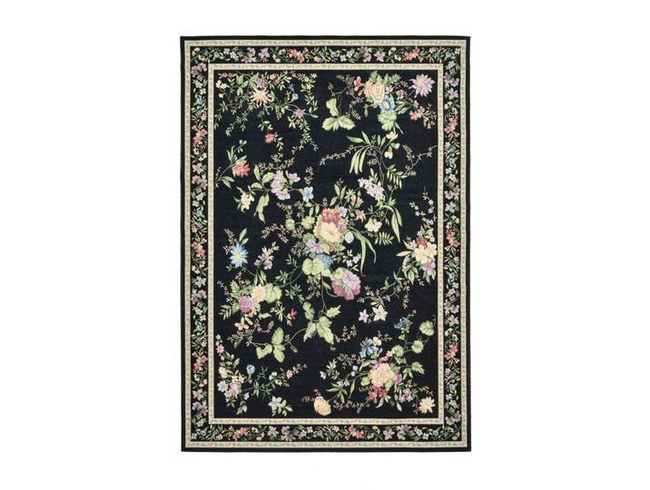 Tapis floral tissé plat - noir 160x230 cm